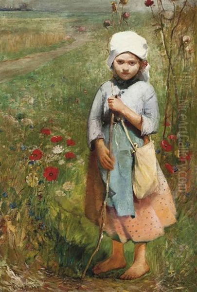 A Summer Stroll Oil Painting by Ignac Ujvary