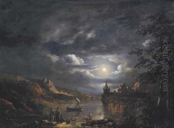 Paesaggio Notturno Oil Painting by Johann Philipp Ulbricht