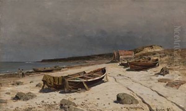 Bater Pa Strand Oil Painting by Nicolai Martin Ulfsten