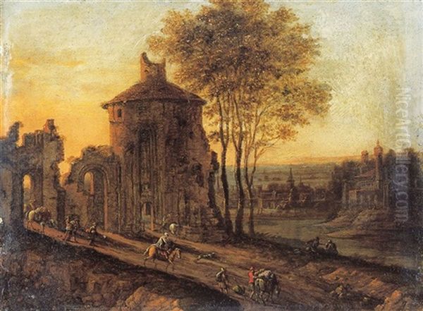 Reizigers Nabij Een Ruine Oil Painting by Jacob Van Der Ulft