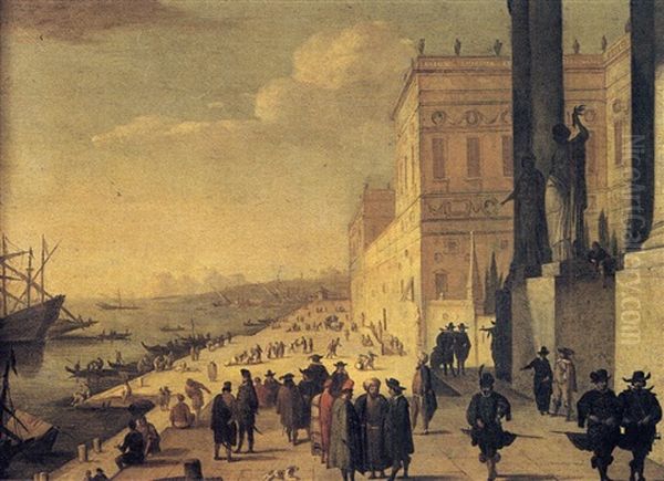 Vue D'un Port Italien Oil Painting by Jacob Van Der Ulft