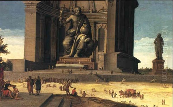 The Phidian Statue Of Zeus At Olympia, With Olympic Games In Session In Front Oil Painting by Jacob Van Der Ulft