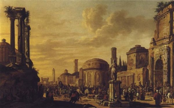 Procession Triomphale Avec Ruines Oil Painting by Jacob Van Der Ulft