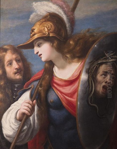 Minerva With The Portrait Of Don Lorenzo De Medici Oil Painting by Cosimo Ulivelli