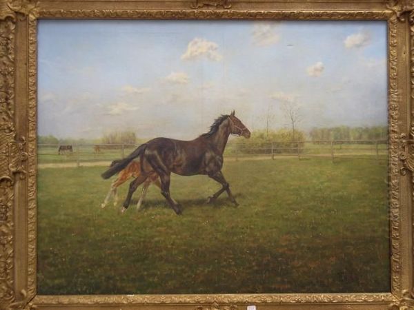 Cheval Et Poulain Oil Painting by F. Bressin