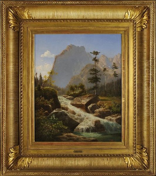 A Stream In The Mountains Oil Painting by Hugo Ullik