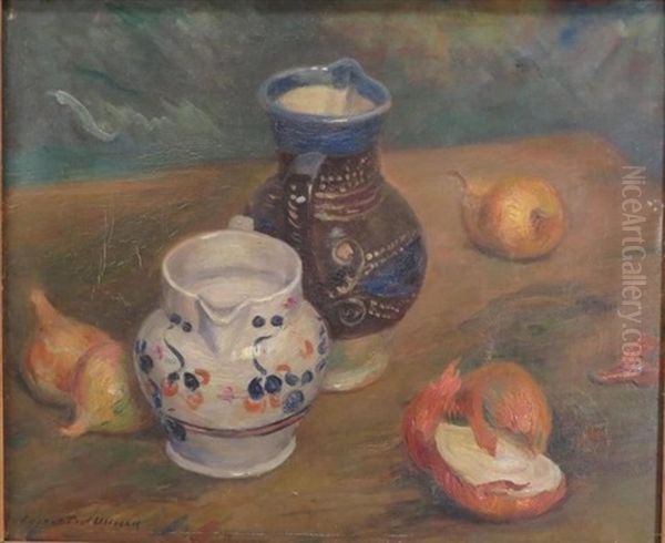 Pitchers And Onions Oil Painting by Eugene Paul Ullman