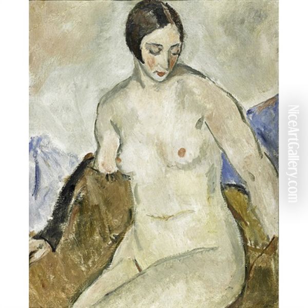 A Seated Nude Oil Painting by Eugene Paul Ullman