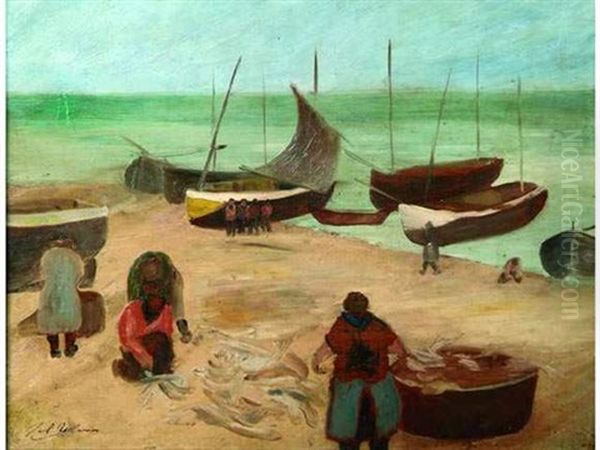 Bord De Mer Anime (+ Sketch; Verso) Oil Painting by Paul Ullman