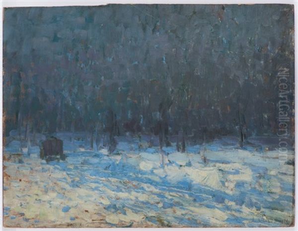 Winter Landscape Oil Painting by Josef Ullmann