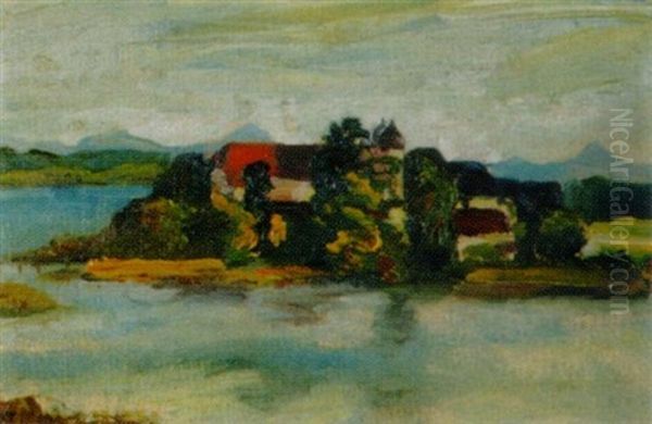 Chiemsee Mit Fraueninsel Oil Painting by Curt Ullrich