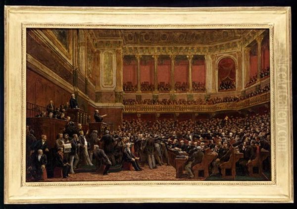 Thiers Salue Du Titre De Liberatuer Du Territoire A La Chambre Des Deputes, Le 16 Juin 1877 Oil Painting by Benjamin Ulmann