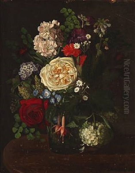 Still Life With Flowers Oil Painting by E.C. (Emil C.) Ulnitz