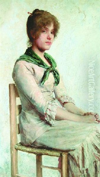 Young Woman Seated Oil Painting by Charles Frederick Ulrich