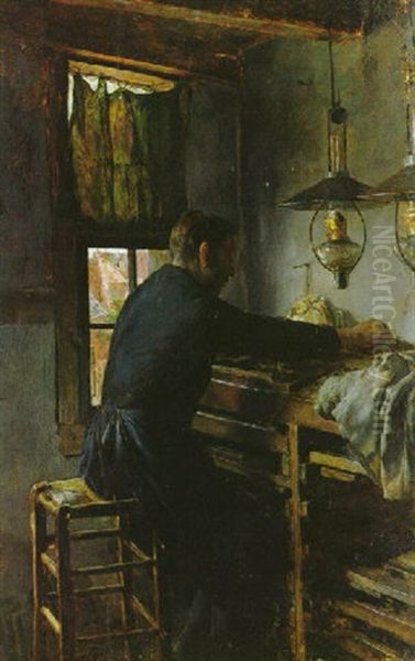 A Dutch Typesetter Oil Painting by Charles Frederick Ulrich