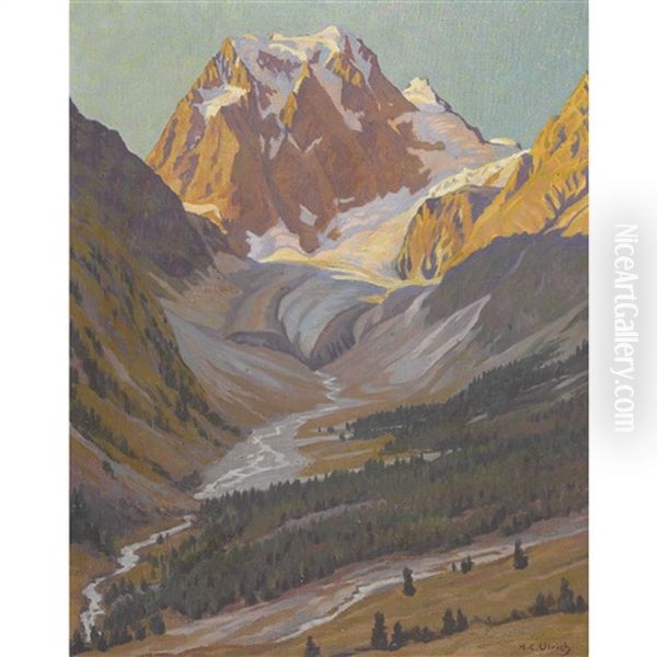 Der Mont Colon Bei Arolla Oil Painting by Hans Casper Ulrich