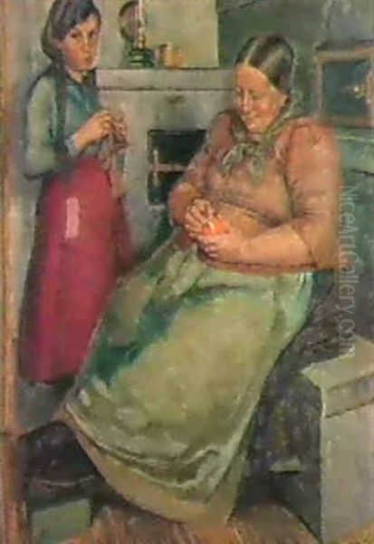 In Der Stube. Oil Painting by Hans Casper Ulrich