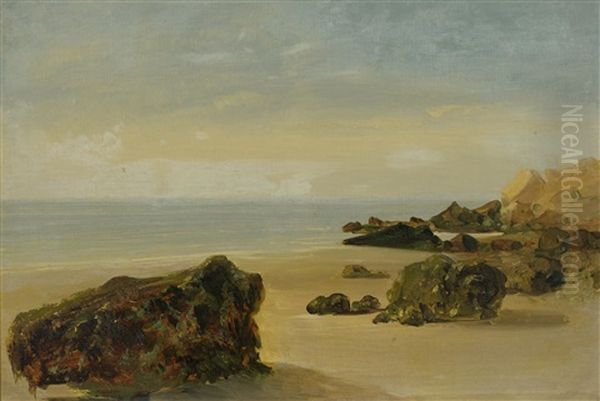 Coastal Landscape Oil Painting by Johann Jakob Ulrich