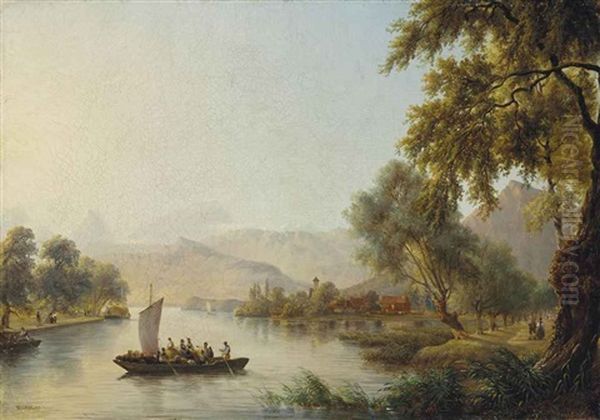 Le Lac Des Quatre-cantons Oil Painting by Johann Jakob Ulrich