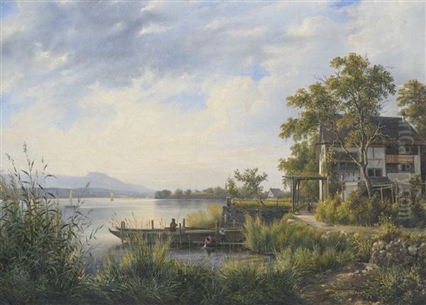 Landgut Am Zurichsee Oil Painting by Johann Jakob Ulrich