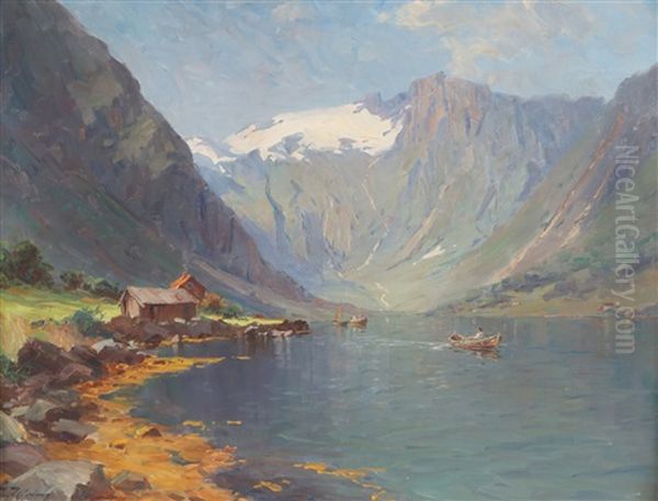 Sommerdag Ved Balestrand, Sogn (esefjorden) Oil Painting by Even Ulving