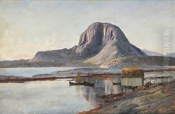 Torghatten Oil Painting by Even Ulving