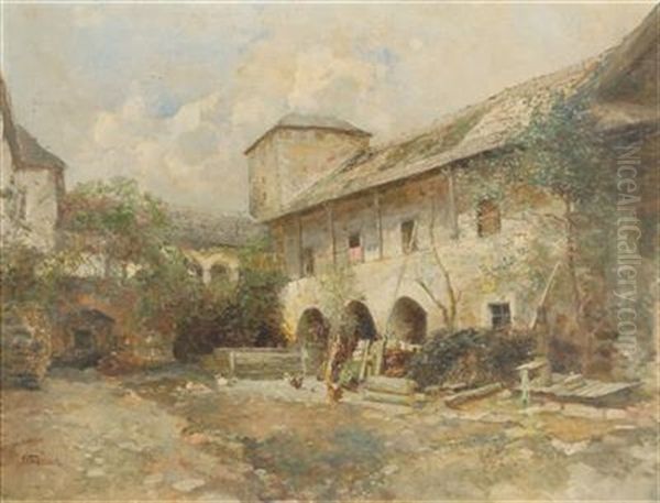 Teisenhoferhof In Weisenkirchen In The Wachau Oil Painting by Paul Unbereit