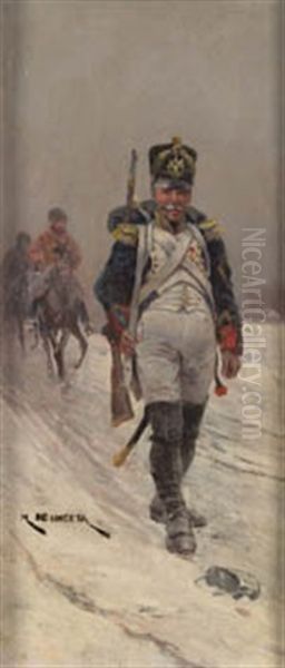 Soldado En La Nieve Oil Painting by Marcelino Unceta Y Lopez