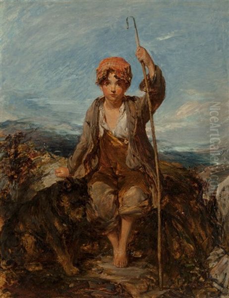 The Young Shepherd Boy, 1850 Oil Painting by William Underhill