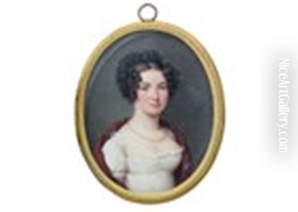 Portrait Miniature Of Ida, Princess Zu Schaumburg-lippe, Wife Of Prince Georg Wilhelm, Prince Of Schaumberg-lippe, Daughter Of Prince Georg Ze Waldeck (1795-1869) Oil Painting by Christian Wilhelm Jacob Unger