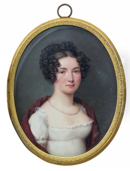 Portrait Miniature Of Ida, Princess Zu Schaumburg-lippe Oil Painting by Christian Wilhelm Jacob Unger