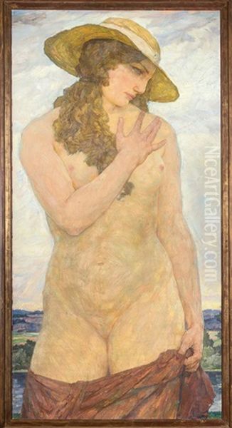 Nude (presumably Maja, The Artist's Daughter) Oil Painting by Hans Unger