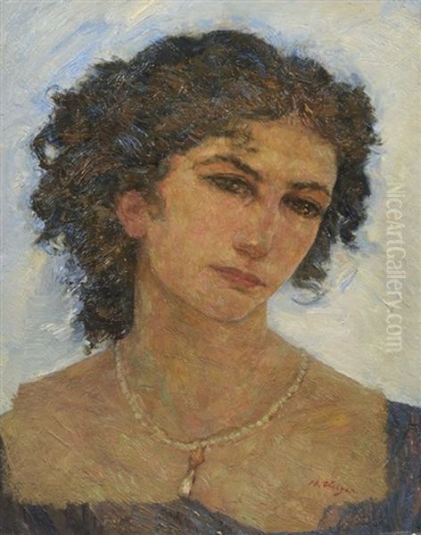 Portrait Einer Dame Mit Perlenkette by Hans Unger