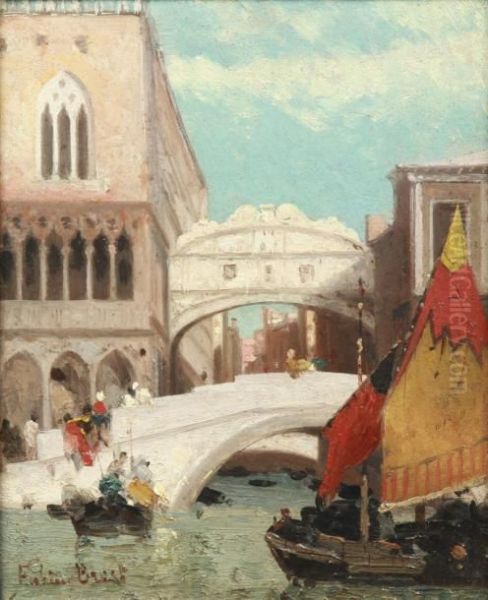 Le Pont Des Soupirs Oil Painting by Fabius Germain Brest