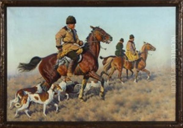 Kosaken Zu Pferd Mit Ihren Windhunden ('reiter Bergauf') Oil Painting by Hugo Ungewitter