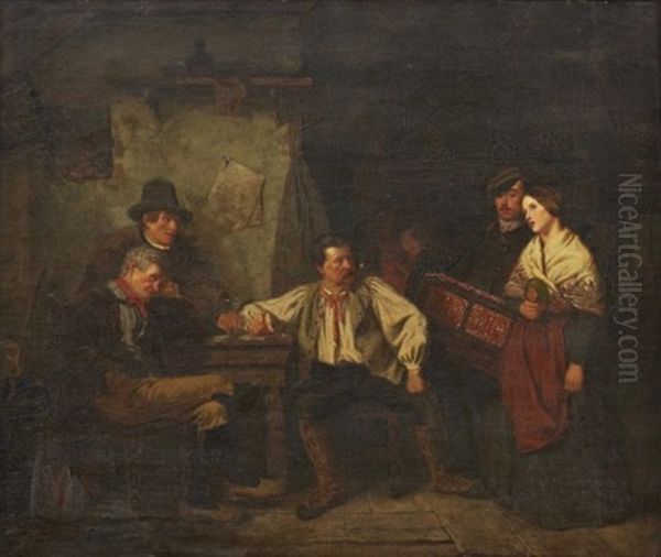 Positivhalaren Och Hans Hustru Oil Painting by Carl Henrik d' Unker