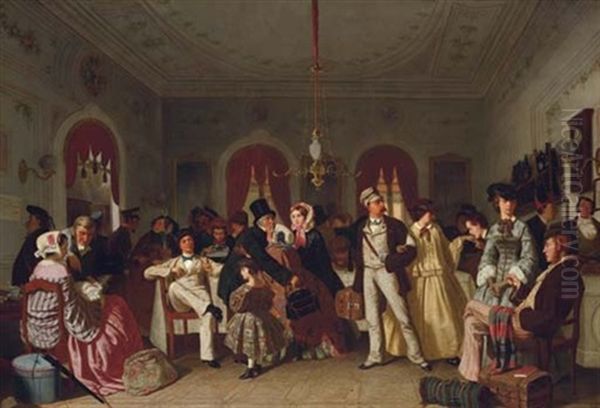 The First And Second-class Waiting Room Oil Painting by Carl Henrik d' Unker