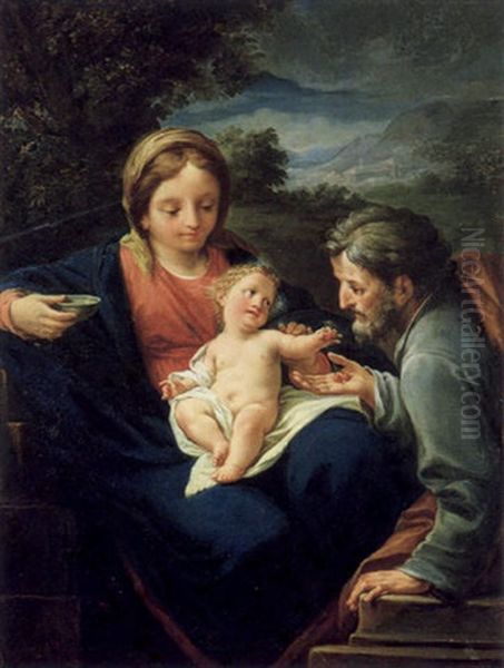 La Sacra Famiglia Oil Painting by Christoph Unterberger