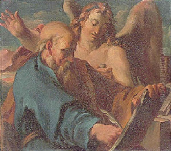 St. Matthew And The Angel Oil Painting by Christoph Unterberger