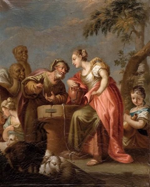 Eleazar, Der Knecht Abrahahms, Und Rebekka Am Brunnen Oil Painting by Francesco Sebald Unterberger