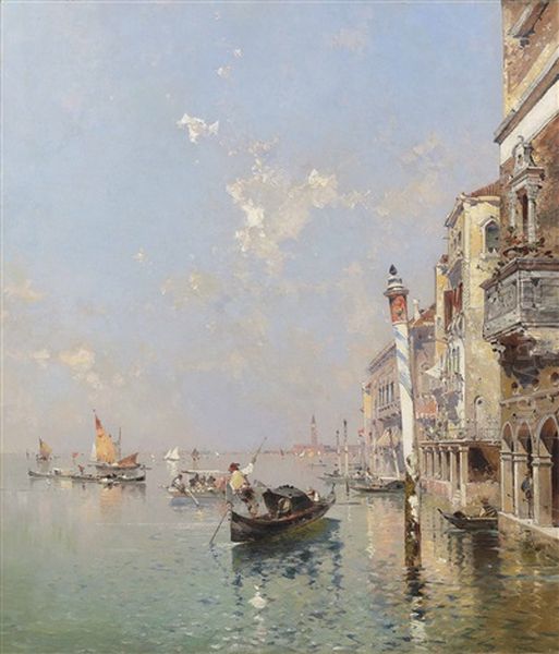 Canale Della Giudecca In Venedig Oil Painting by Franz Richard Unterberger