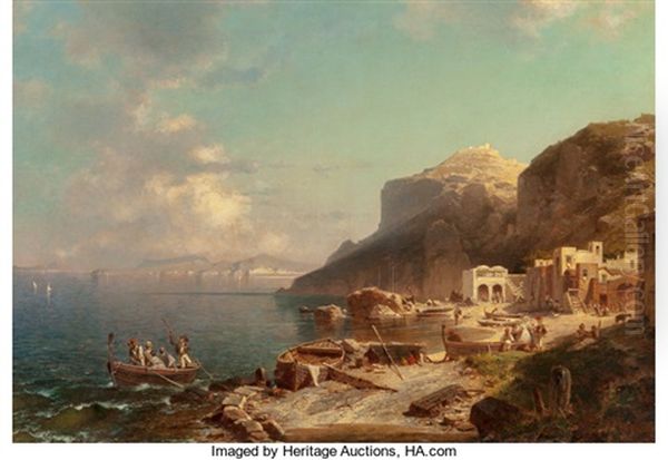 The Port Of Capri Oil Painting by Franz Richard Unterberger