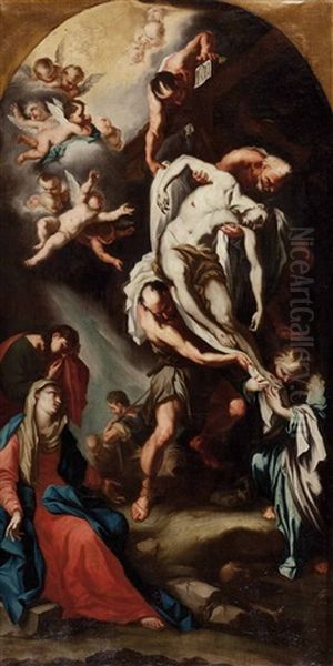 Kreuzabnahme Christi (after Luca Giordano) Oil Painting by Michelangelo Unterberger