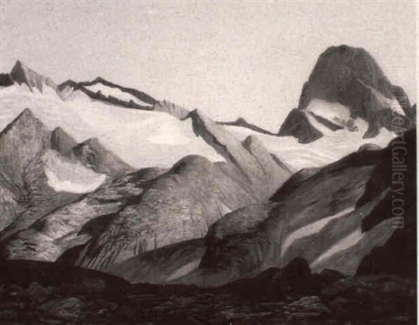 Piz Buin Oil Painting by Franz Xaver Unterseher