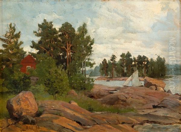 View From Pellinki Oil Painting by Aukusti Uotila