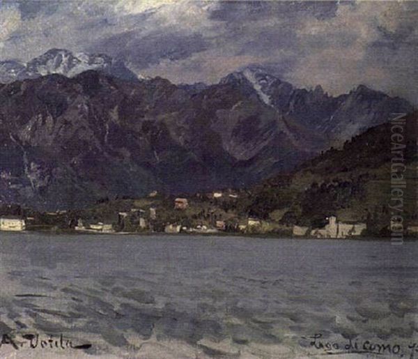 Lago  Di Como Oil Painting by Aukusti Uotila