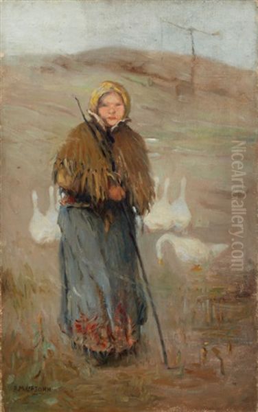 Hungarian Goose Girl Oil Painting by Anna Milo Upjohn