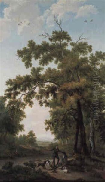 Two Huntsmen Resting By A Side Of A Path Oil Painting by Willem Uppink