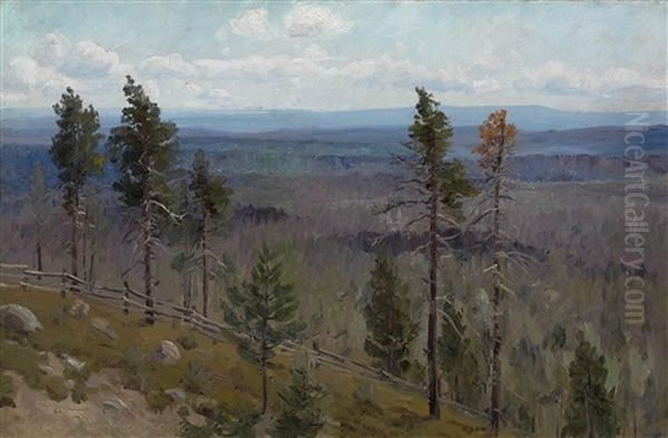 Hills And Woods Oil Painting by Alexander Denisov Uralsky