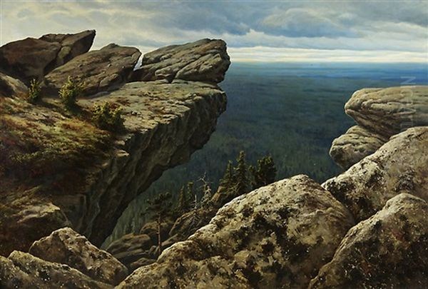 Polydov Stone, Ural Mountains Oil Painting by Alexander Denisov Uralsky